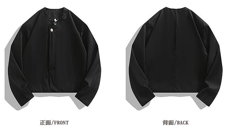 V-Neck Button-Up Plain Jacket Product Image