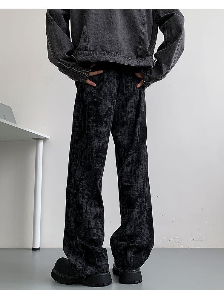 High Rise Tie-Dyed Wide Leg Pants Product Image