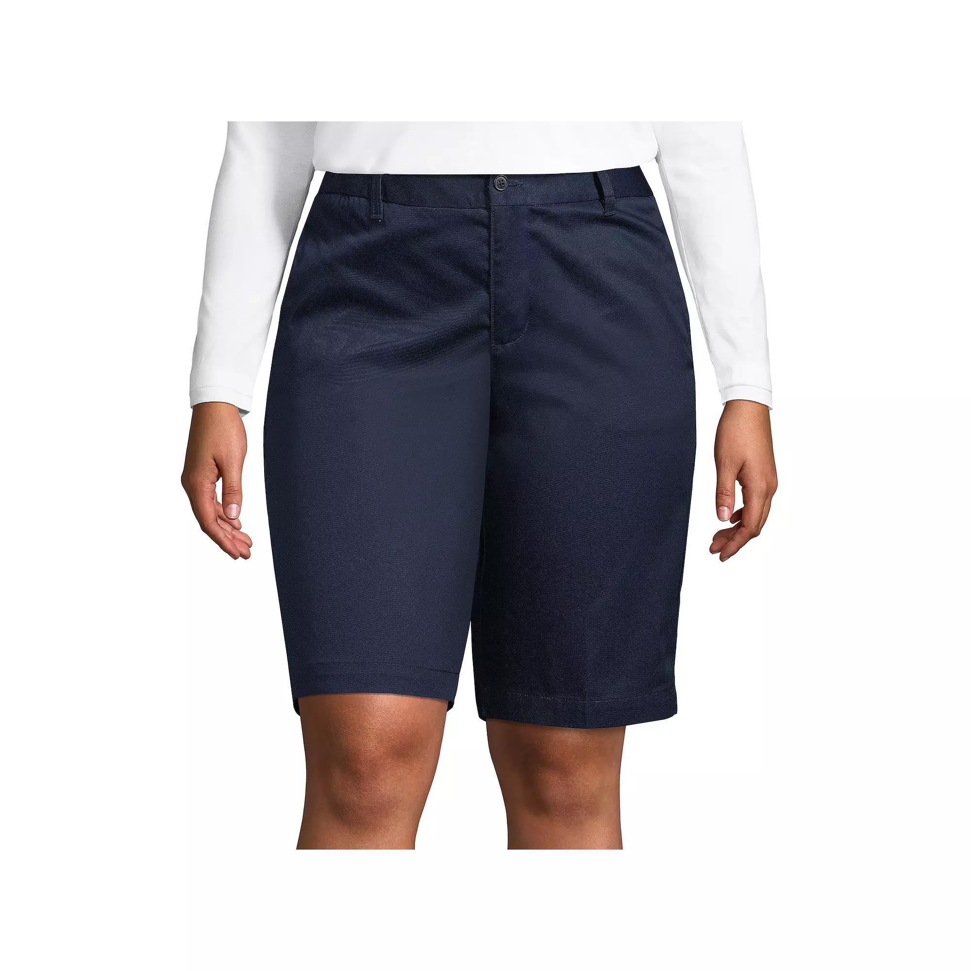 Plus Size Lands' End School Uniform Plain Front Blend Chino Shorts, Women's, Size: 22 W, Black Product Image