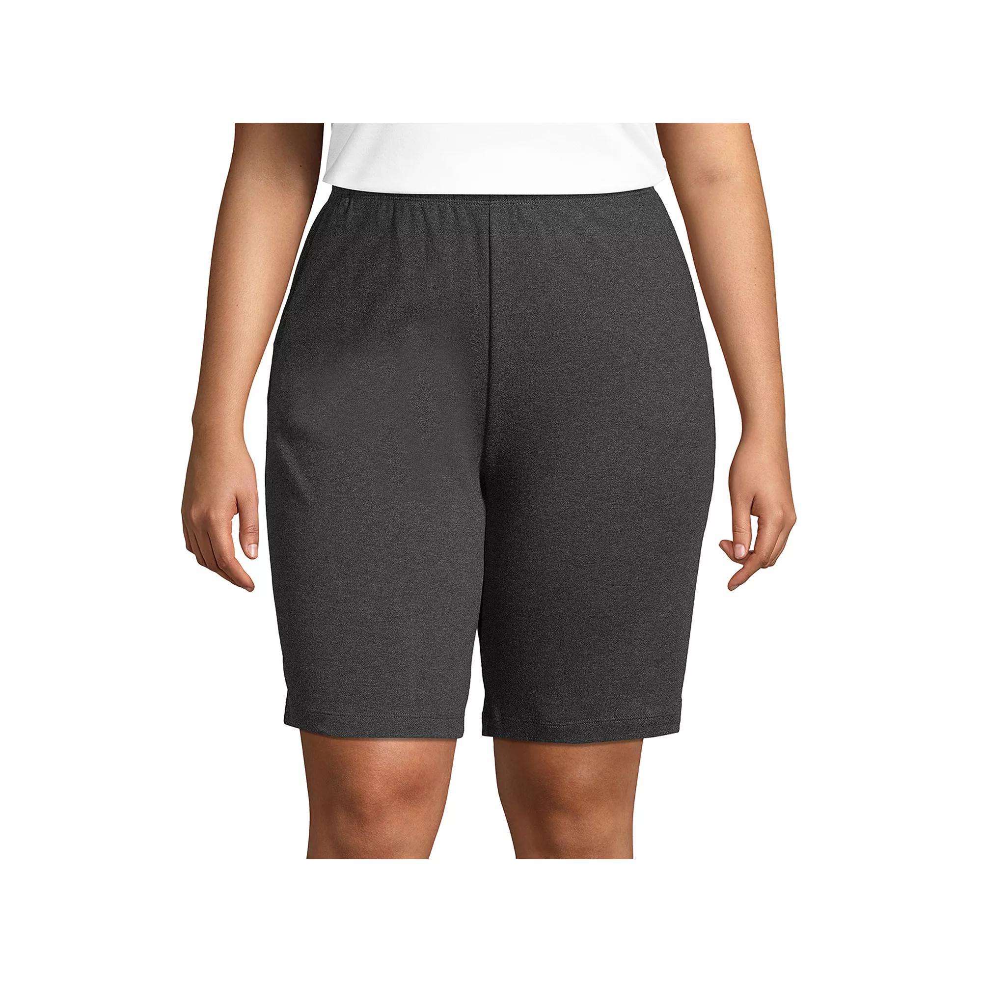 Plus Size Lands' End Sport Knit Pull-On Shorts, Women's, Size: 1XL, White Product Image