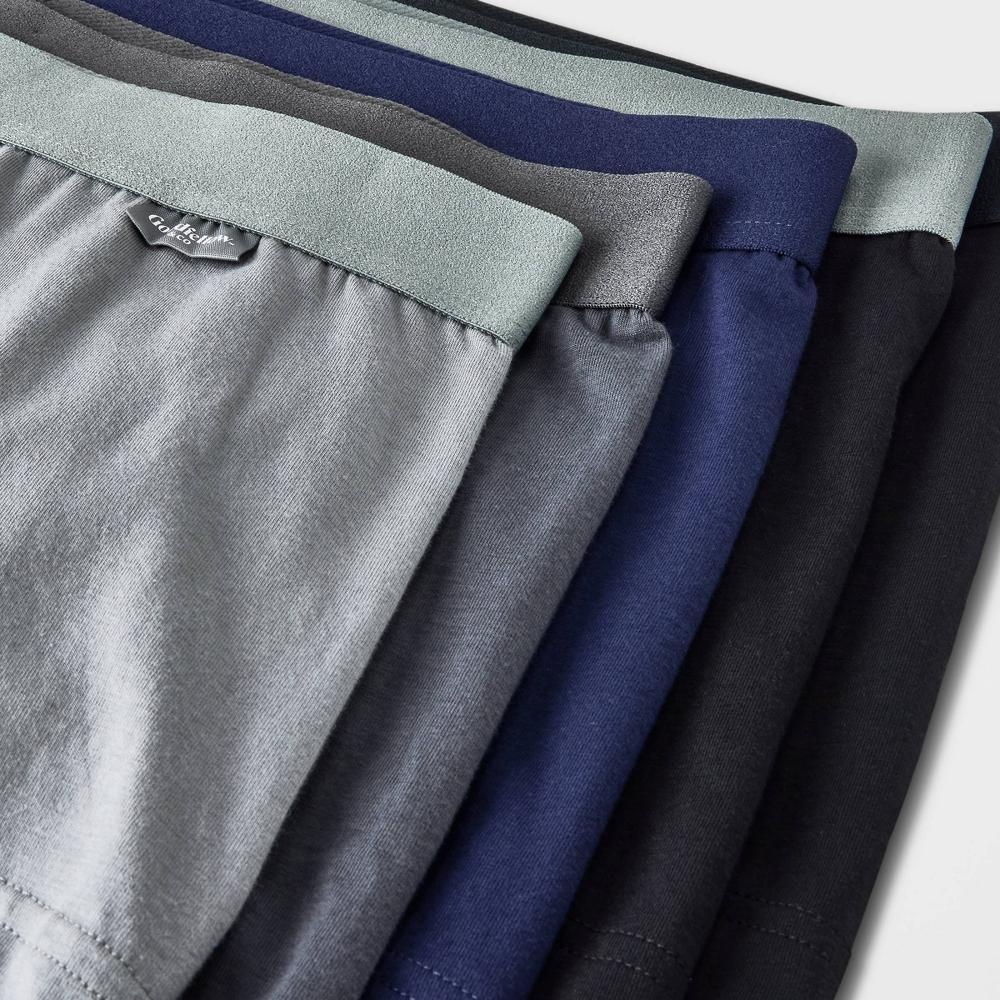 Mens Trunks 5pk - Goodfellow & Co Gray/Blue L: Cotton Blend, Mid Rise, Pull-On Waist, Machine Washable Product Image
