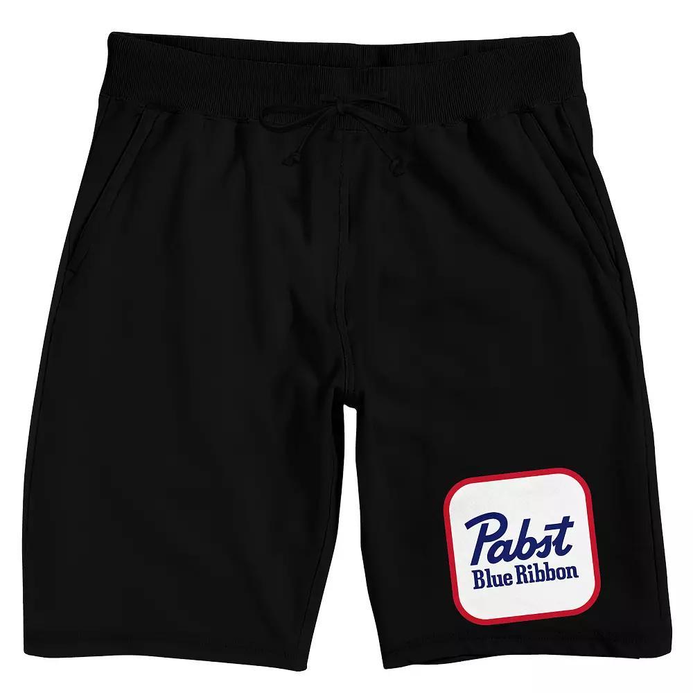 Men's Pabst Blue Ribbon Logo Pajama Shorts, Size: Small, Black Product Image