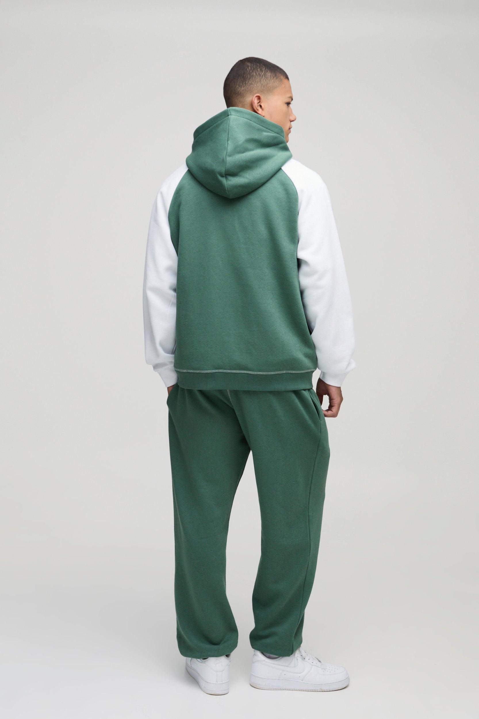 Oversized Man Colour Block Zip Hooded Tracksuit | boohooMAN USA Product Image