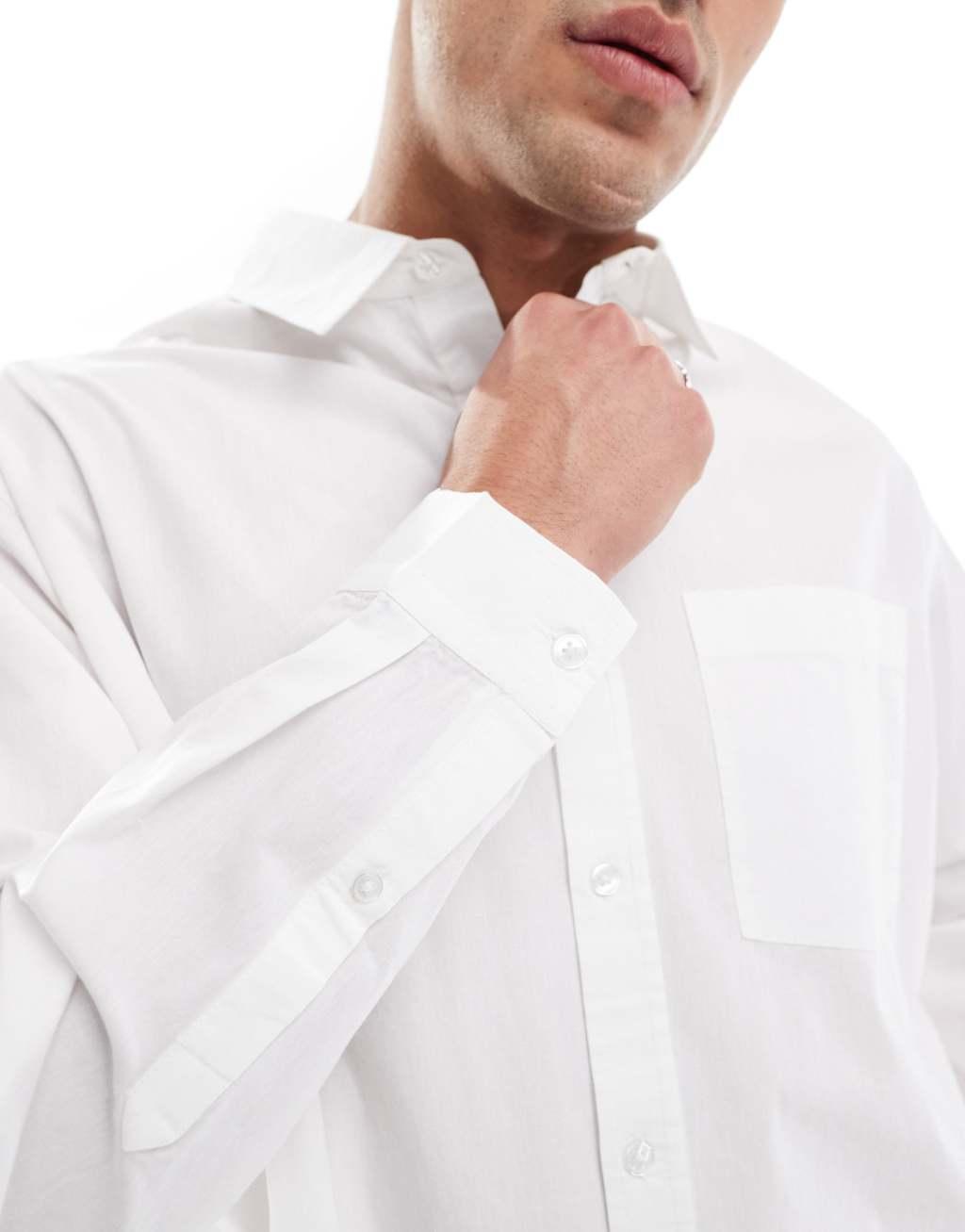 ASOS DESIGN oversized poplin shirt in white Product Image