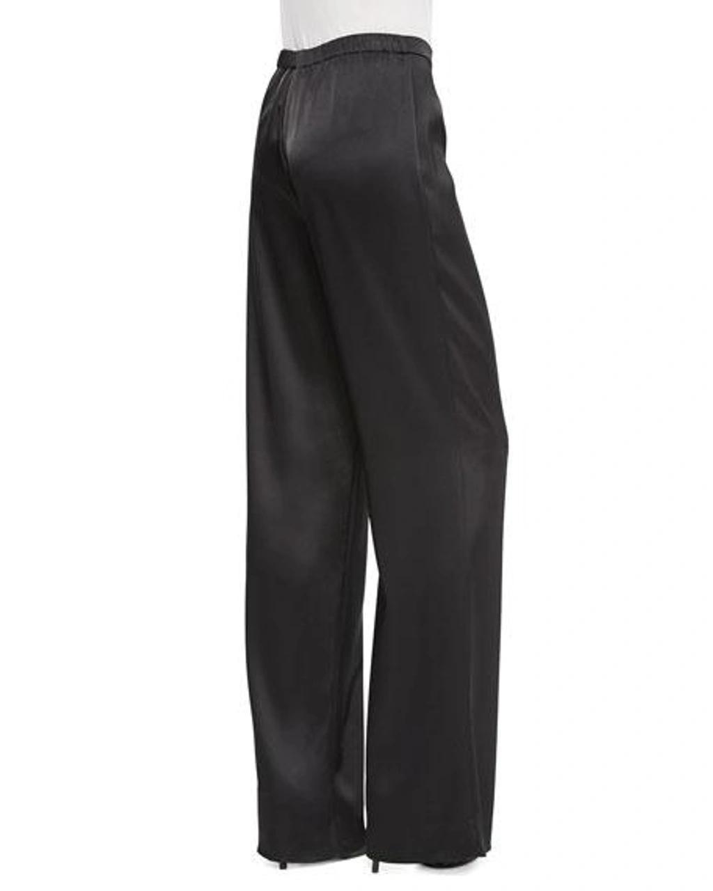 ST JOHN Caviar Collection Kate Satin Pants In Black Product Image