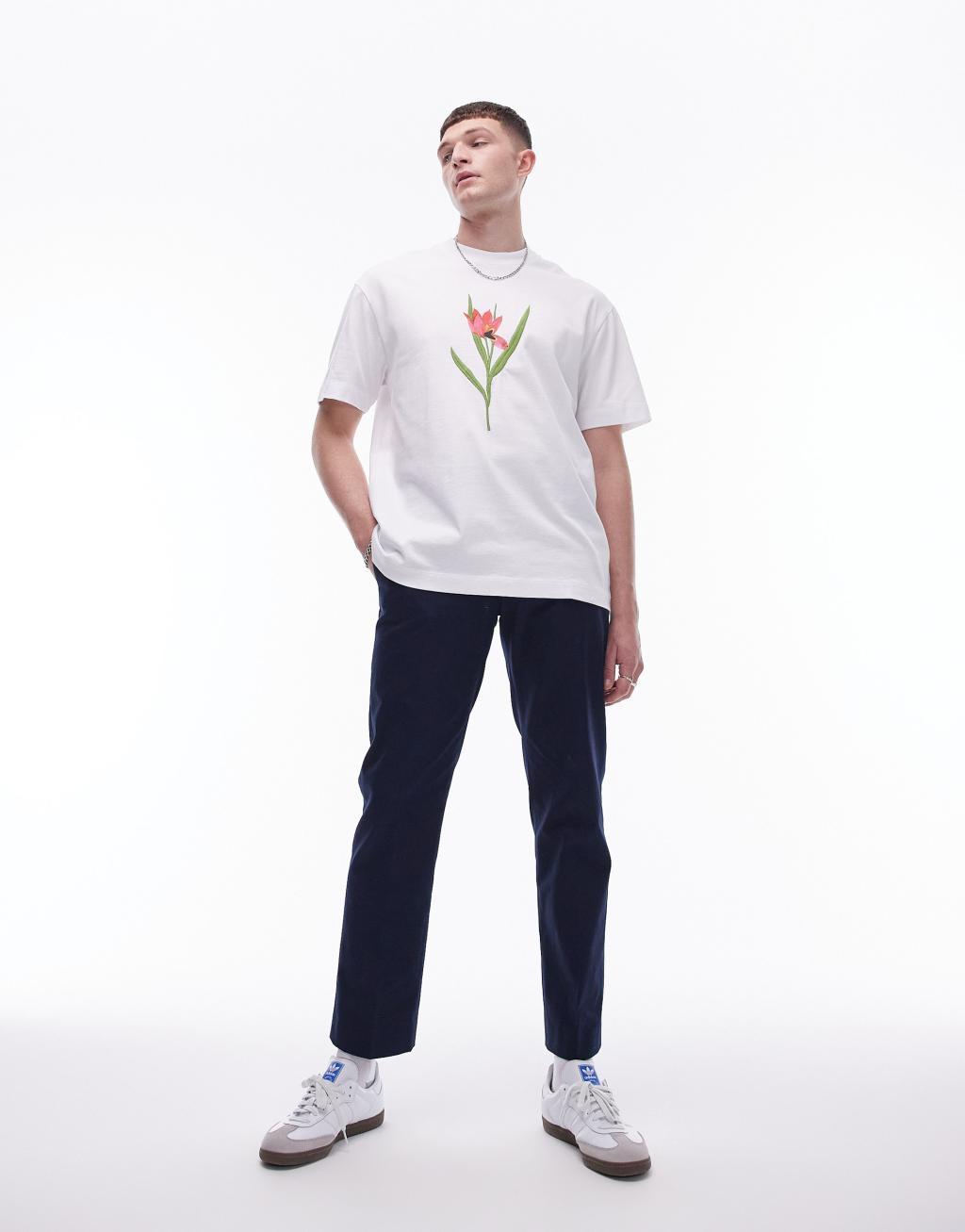 Topman smart compact cotton straight leg pants in navy Product Image