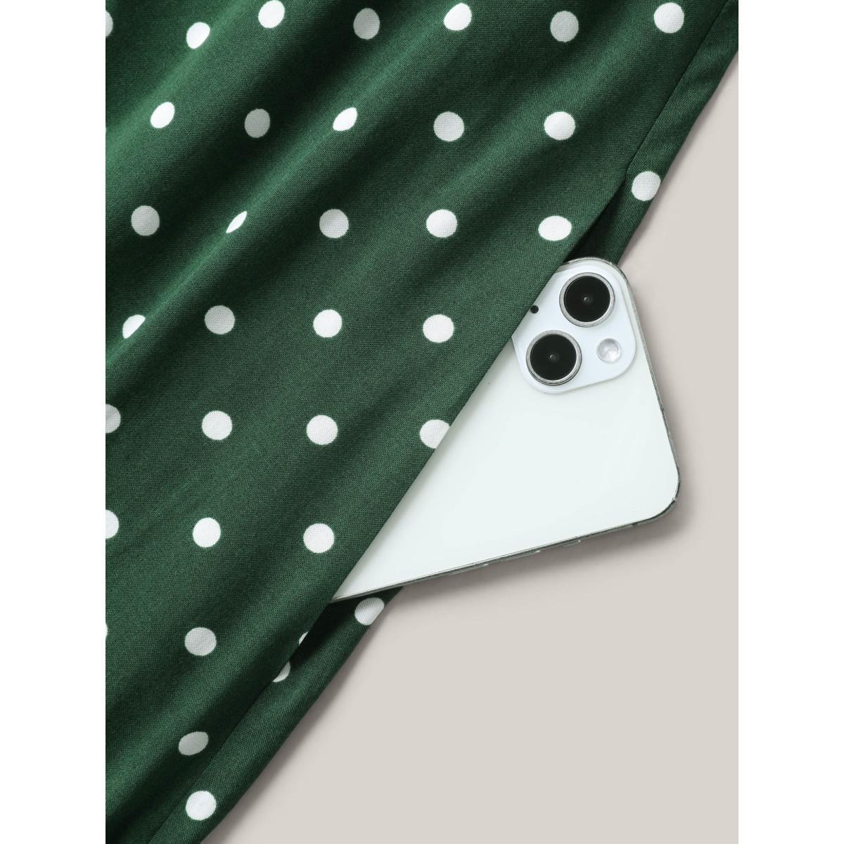 Plus Size Polka Dots Halter Neck Belted Midi Dress Truegreen Women Halter neck Sleeveless Curvy BloomChic 18-20/2X Product Image