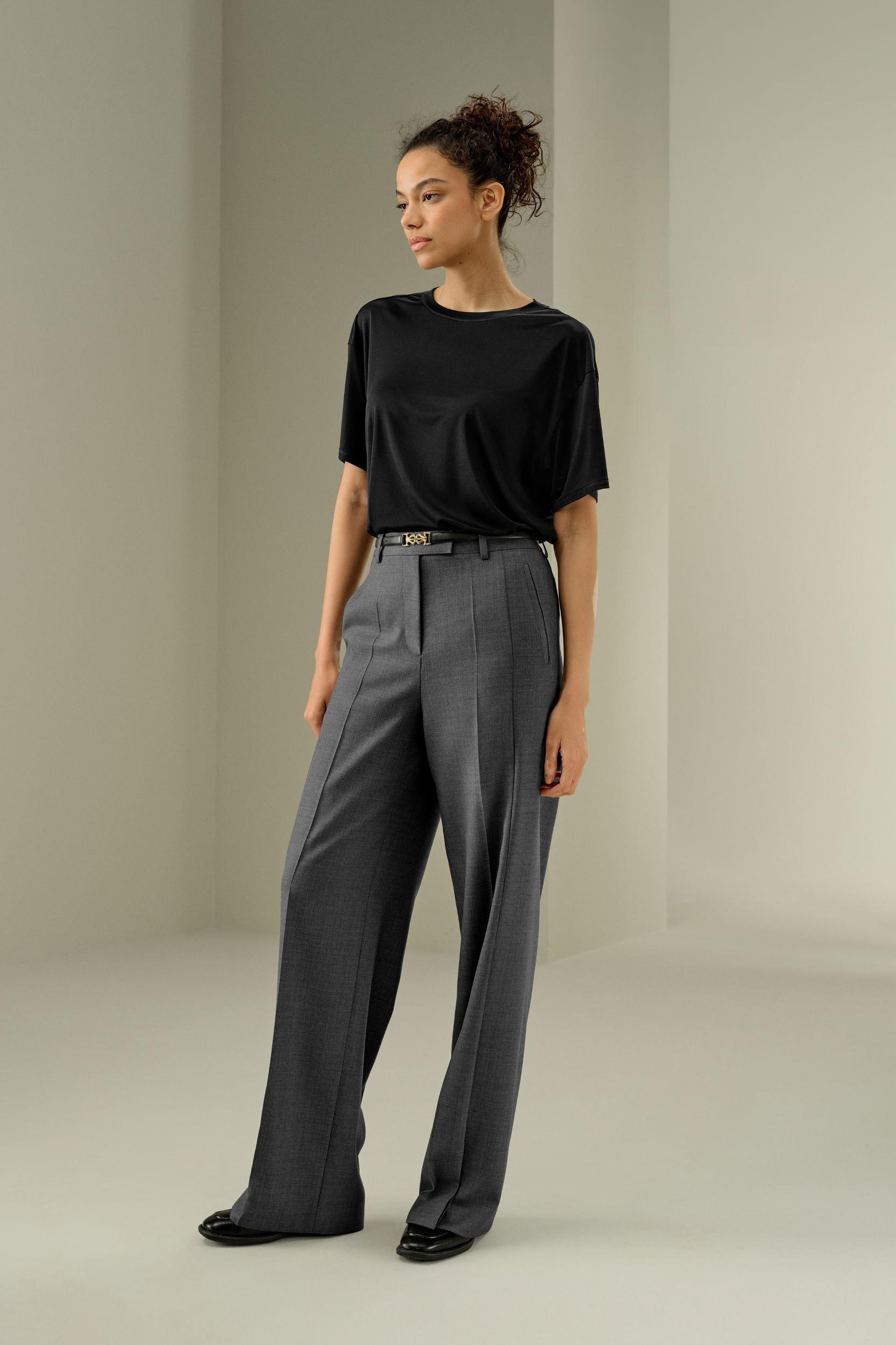 Wool Silk Blend Straight Pants Product Image