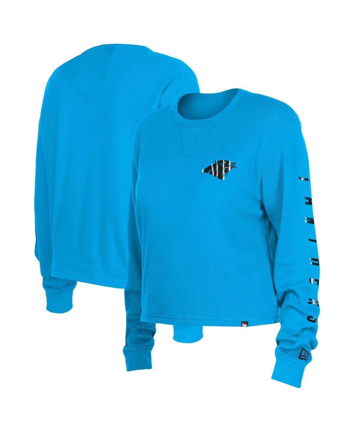 Women's New Era  Blue Carolina Panthers Thermal Crop Long Sleeve T-Shirt, Size: XL Product Image