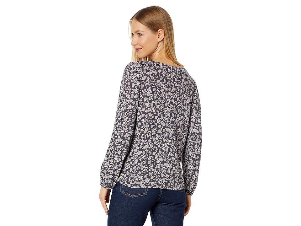 Lucky Brand Printed Tie Front Top Multi) Women's Clothing Product Image