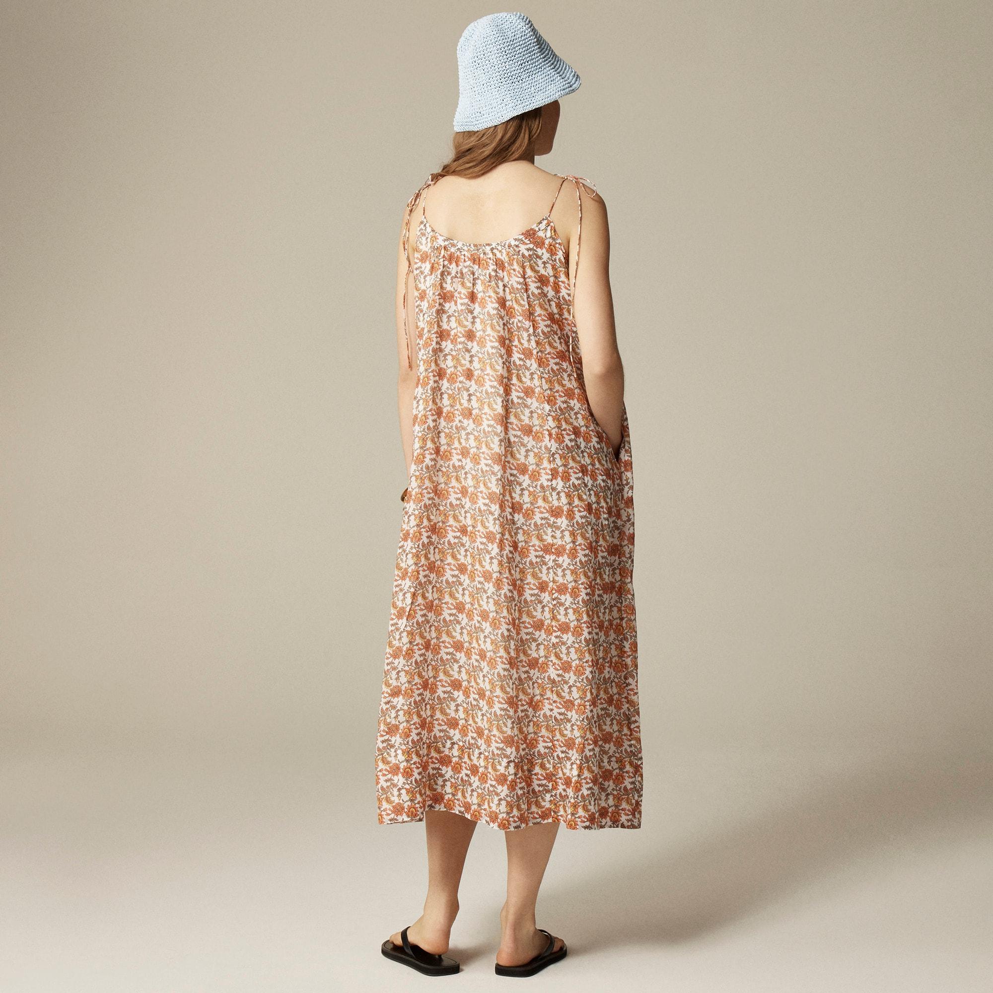 Floaty tie-shoulder dress in ramie Product Image