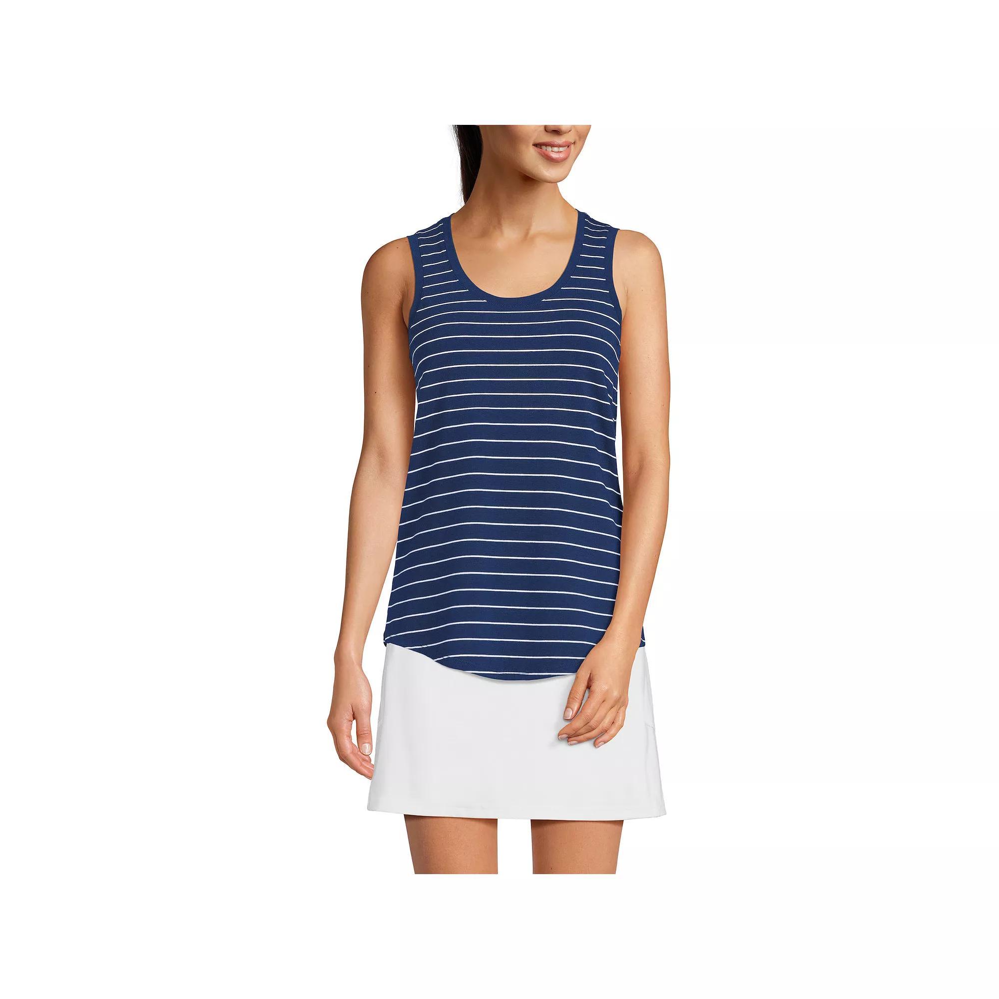 Petite Lands' End Sleeveless Power Performance Scoop Neck Tunic Tank, Women's, Size: XL Petite, Wild Purple Pinstripe Product Image