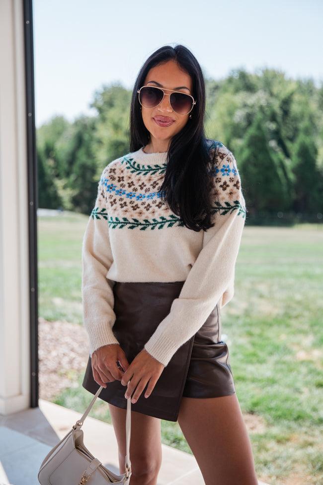 Floral Affair Ivory Multi Flower Fair Isle Sweater FINAL SALE Product Image
