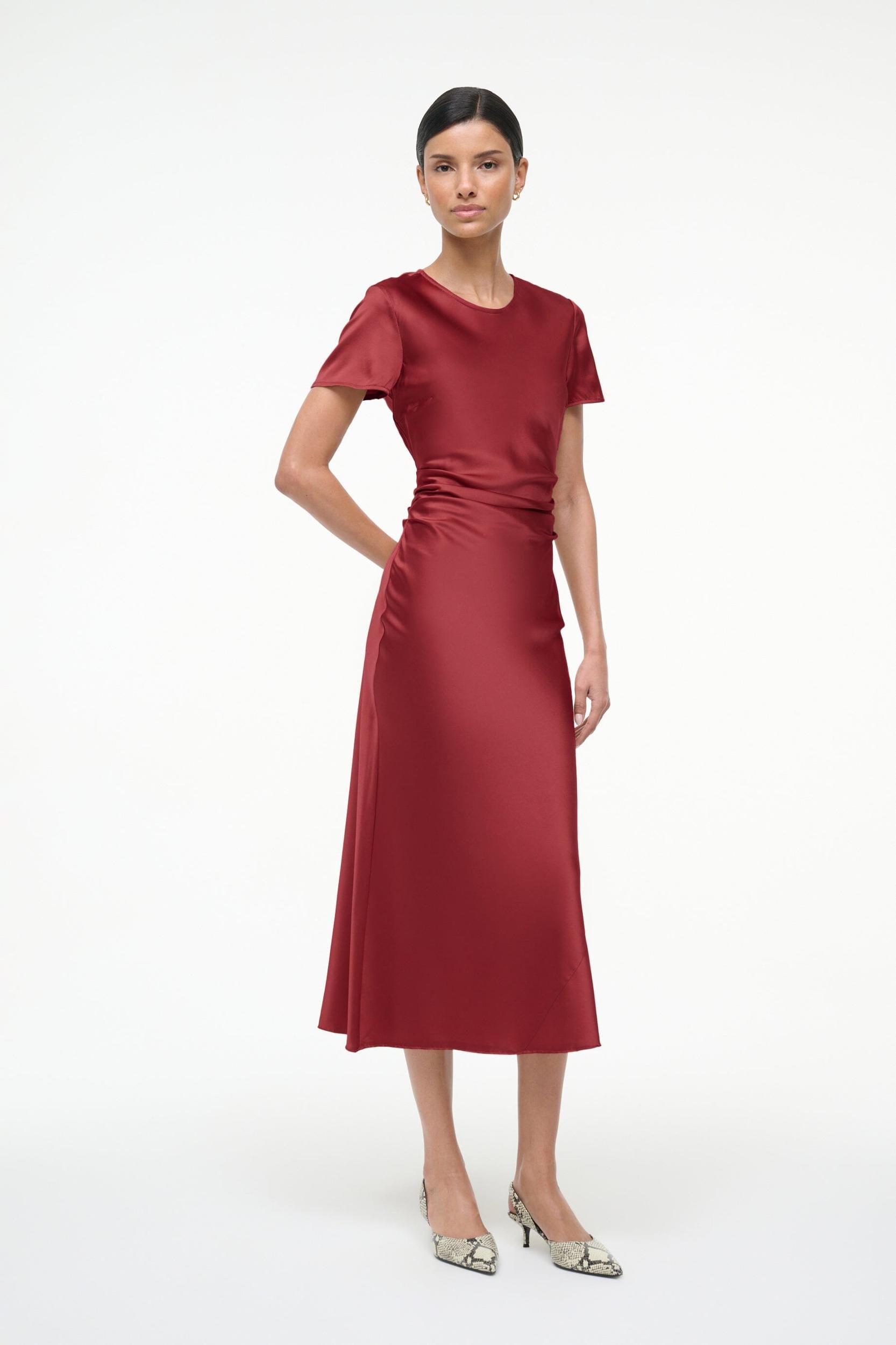 MARCEL SILK DRESS | SANGRIA Product Image