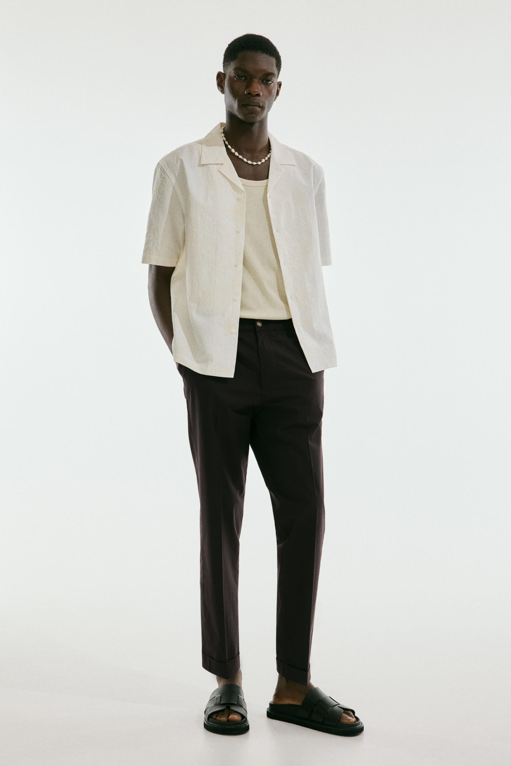 Regular-Fit Cropped Cotton Pants Product Image