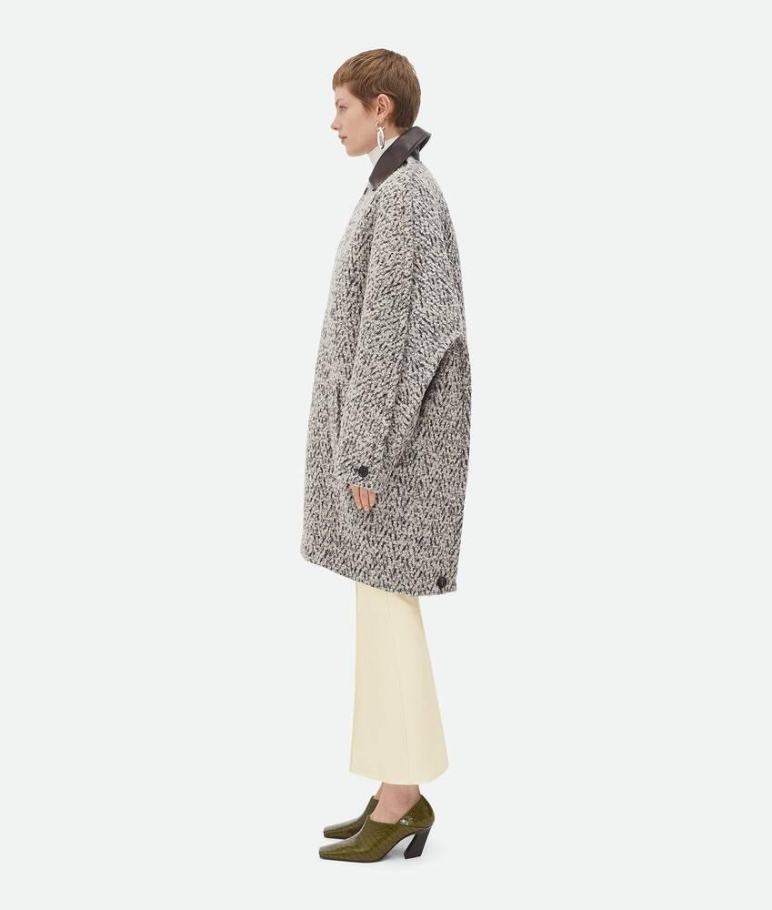 Women's Wool Boucle Chevron Coat in Charcoal/beige Product Image