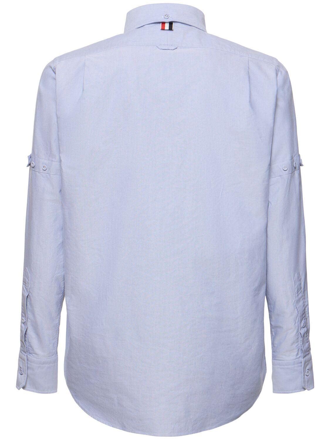 THOM BROWNE Classic Fit Cotton Button-down Shirt In Light Blue Product Image