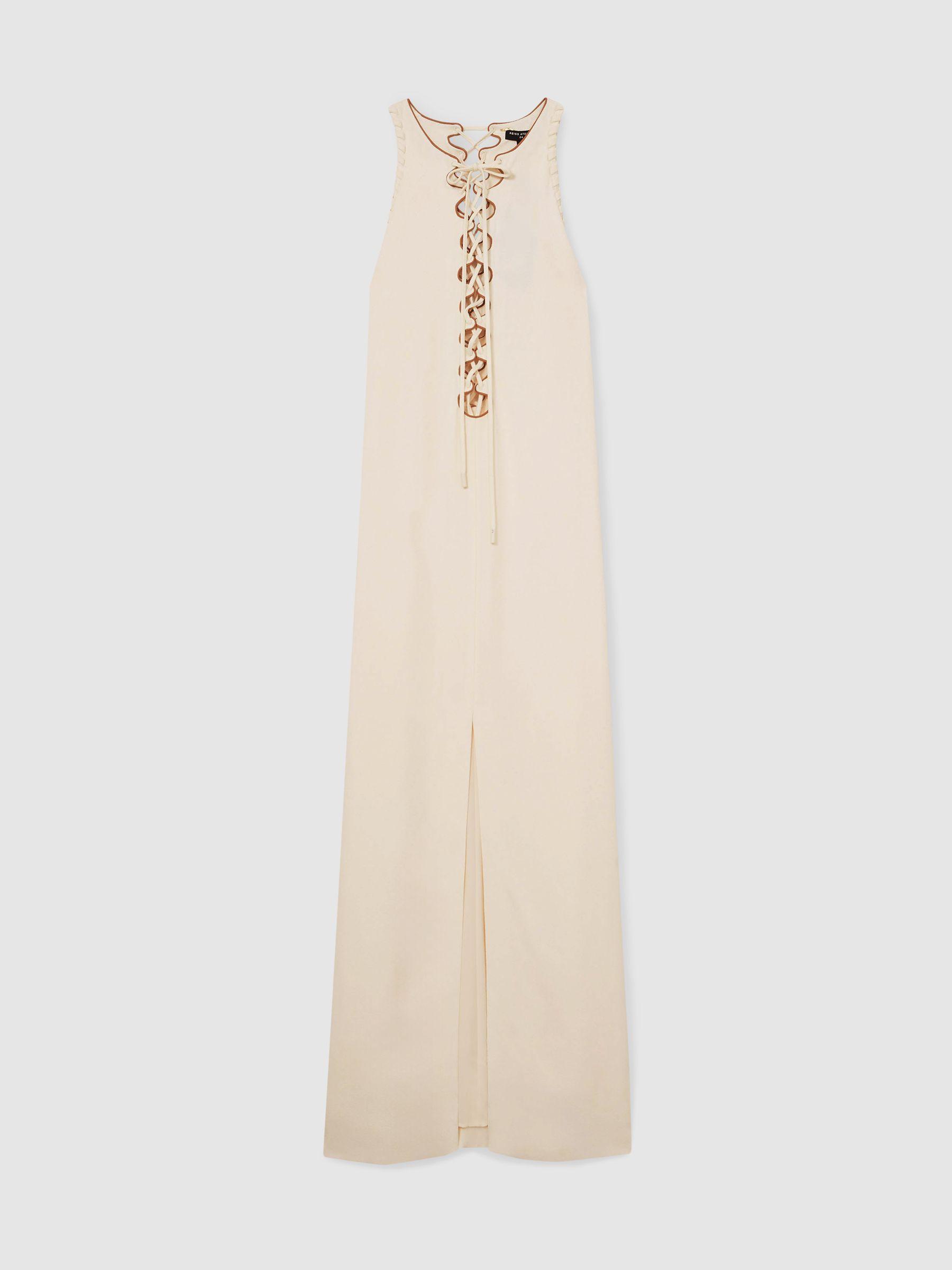 Atelier Satin-Crepe Cut-Out Maxi Dress in Cream Product Image