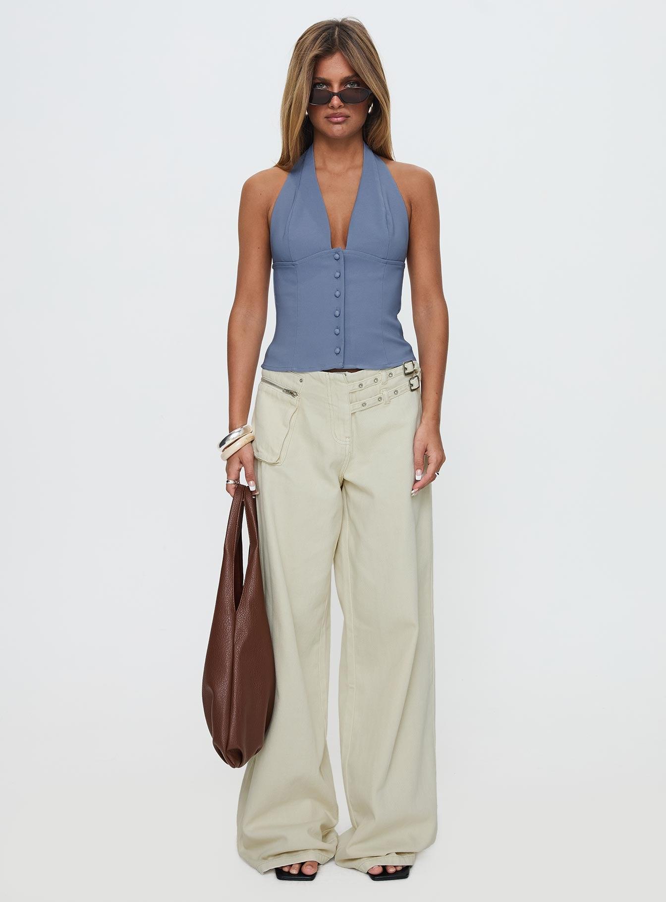 Serefina Halter Top Blue Slate Product Image