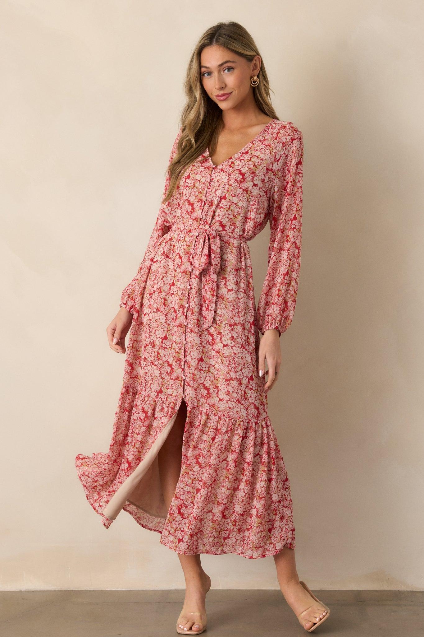 Z Supply Della Cranberry Floral Maxi Dress Product Image