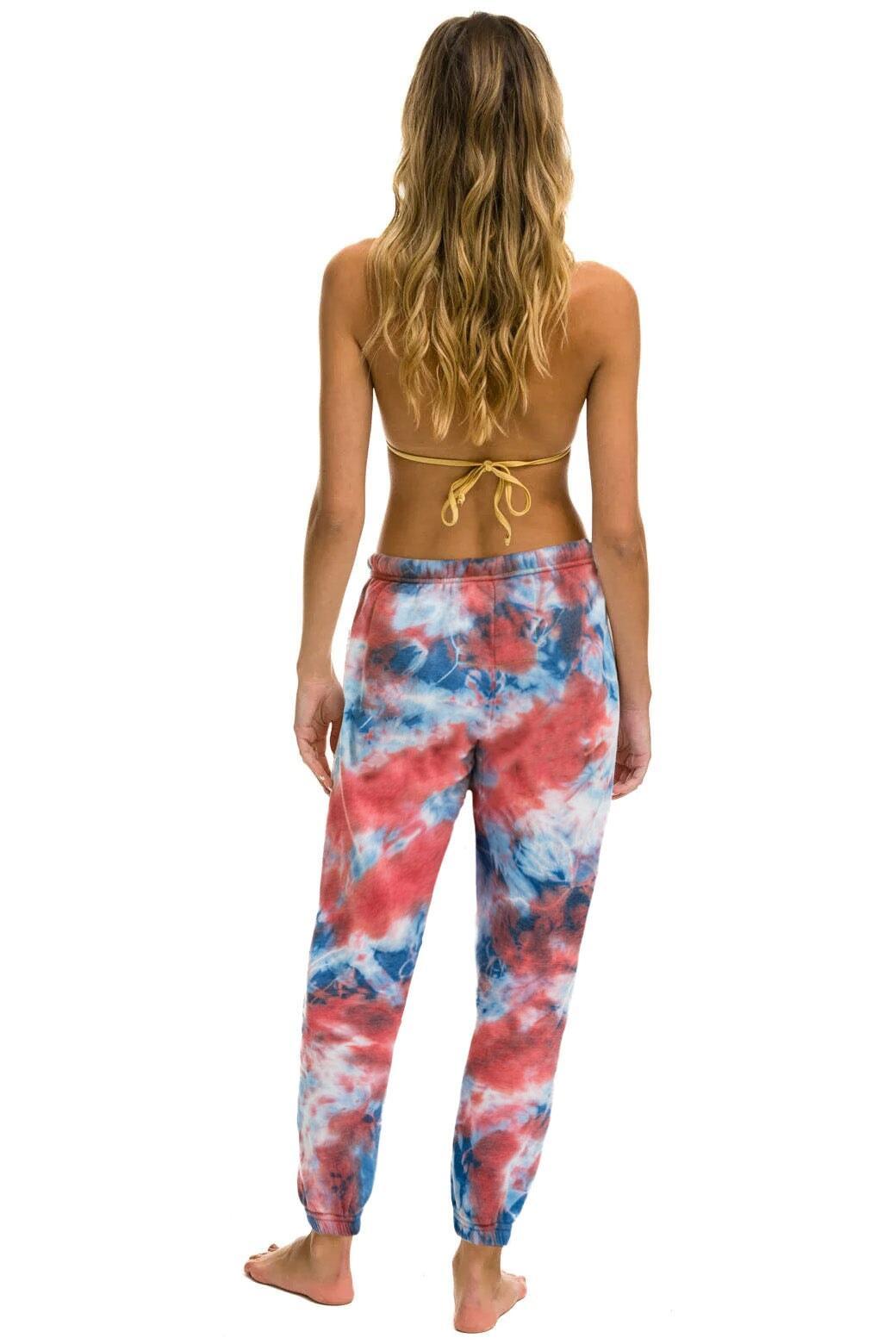 LIGHT WEIGHT HAND DYED SWEATPANTS - TIE DYE RED Female Product Image