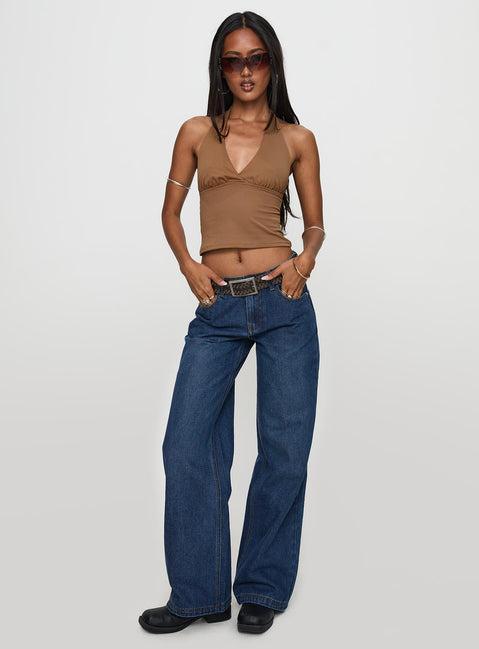 Everlong Mid Rise Wide Leg Jeans Dark Blue Wash Product Image