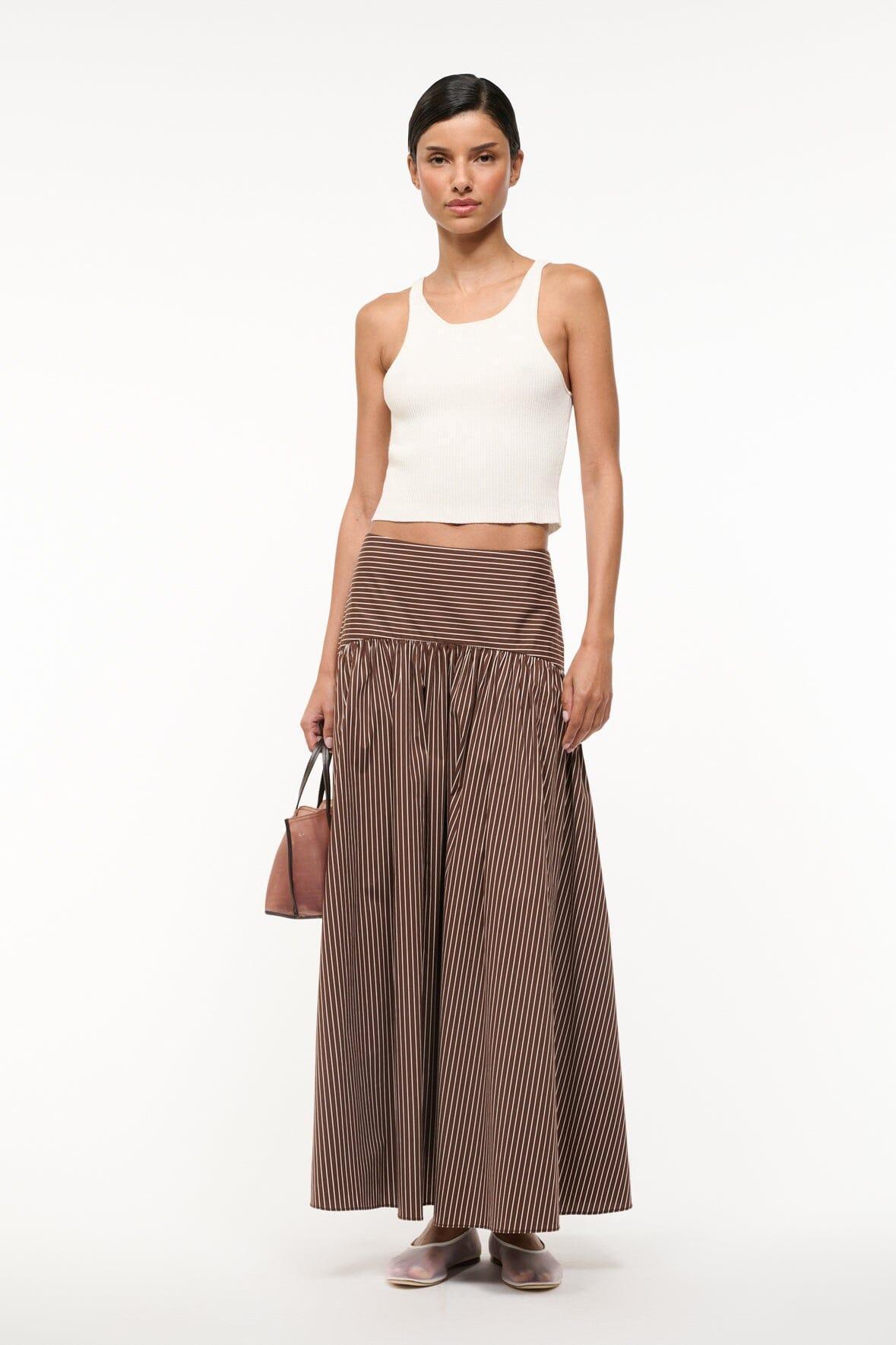 PROCIDA SKIRT | DARK OAK MICRO STRIPE Product Image