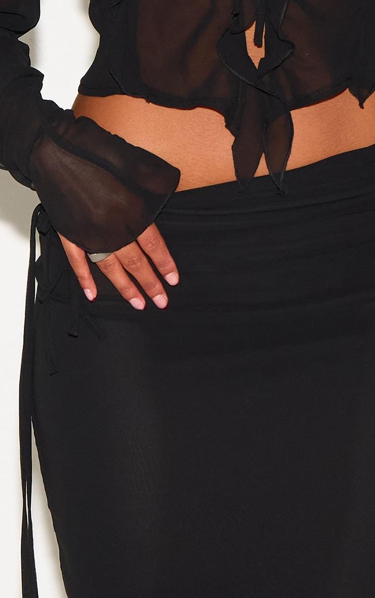 Black Ruched Chiffon Maxi Skirt Product Image