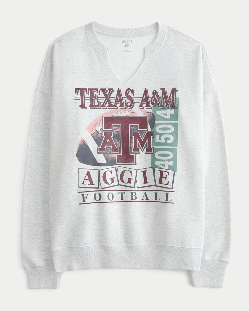 Oversized University of Texas Graphic Notch-Neck Sweatshirt Product Image