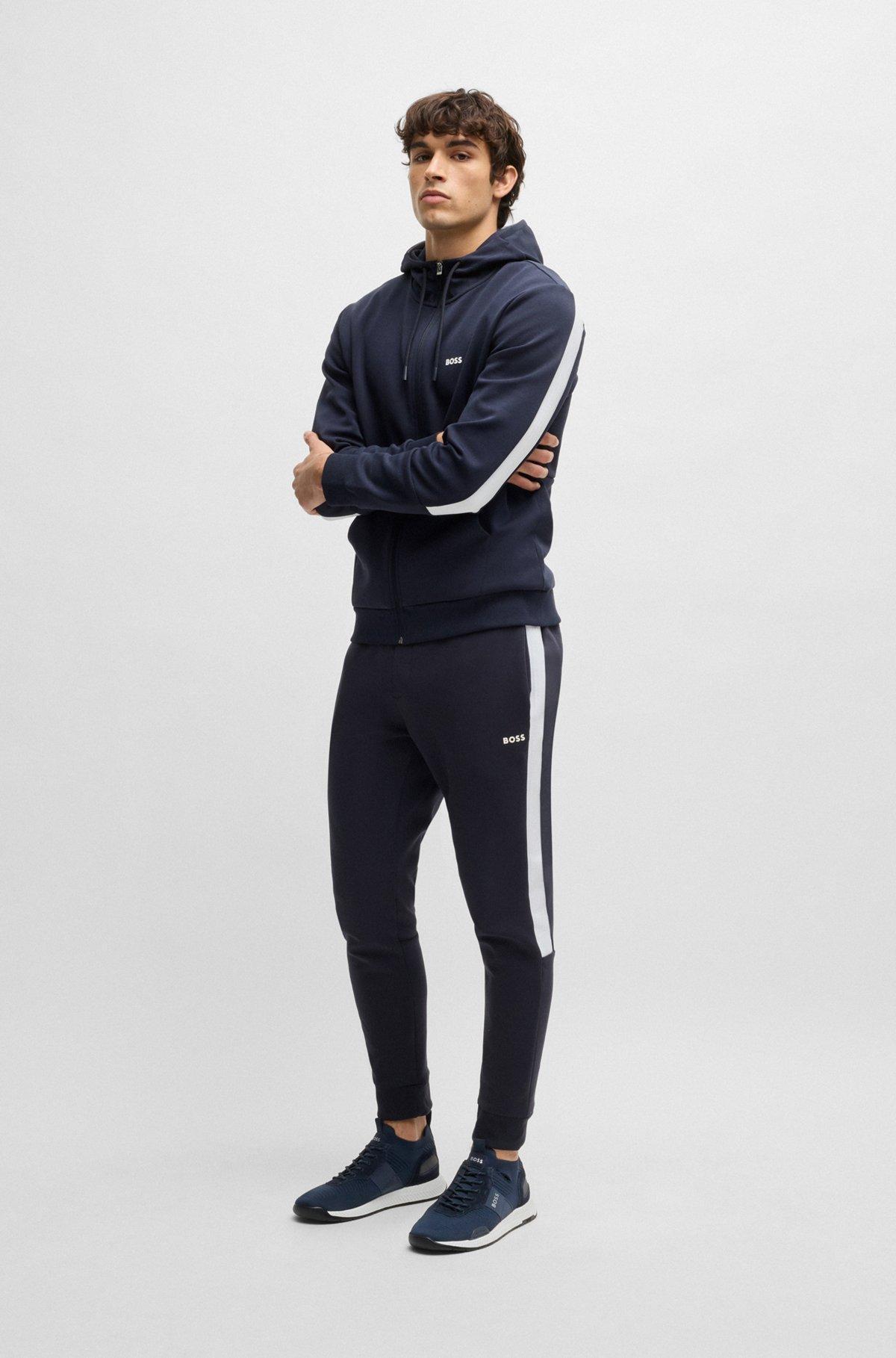 Knitted-upper trainers with branding and suede trims Product Image