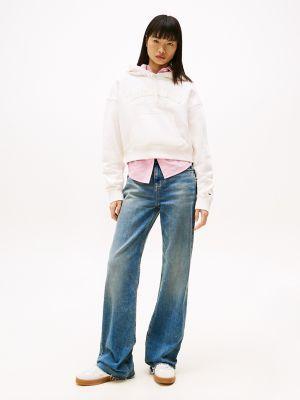 Tommy Jeans Flocked Logo Cropped Hoodie Product Image
