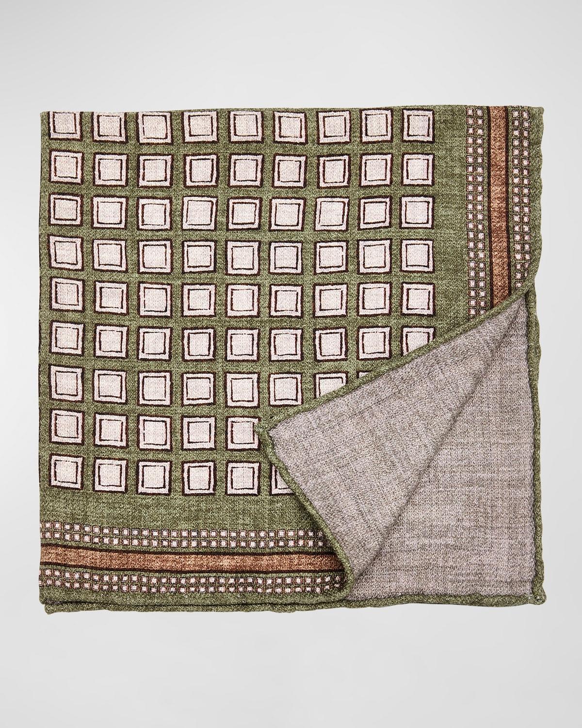 Mens Geometric Design Silk Pocket Square Product Image