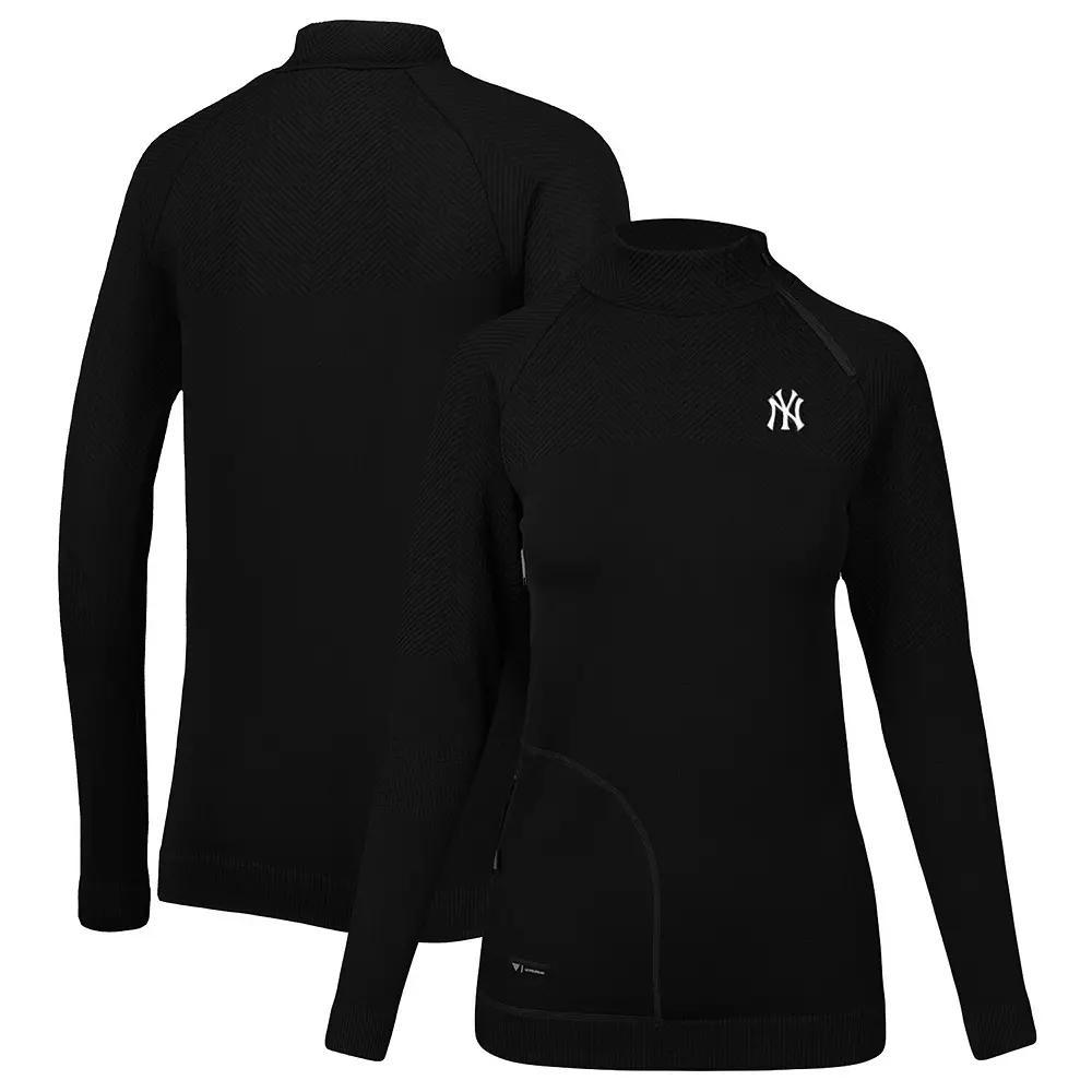 Womens Levelwear New York Yankees Verse Asymmetrical Raglan Tri-Blend Quarter-Zip Jacket Product Image