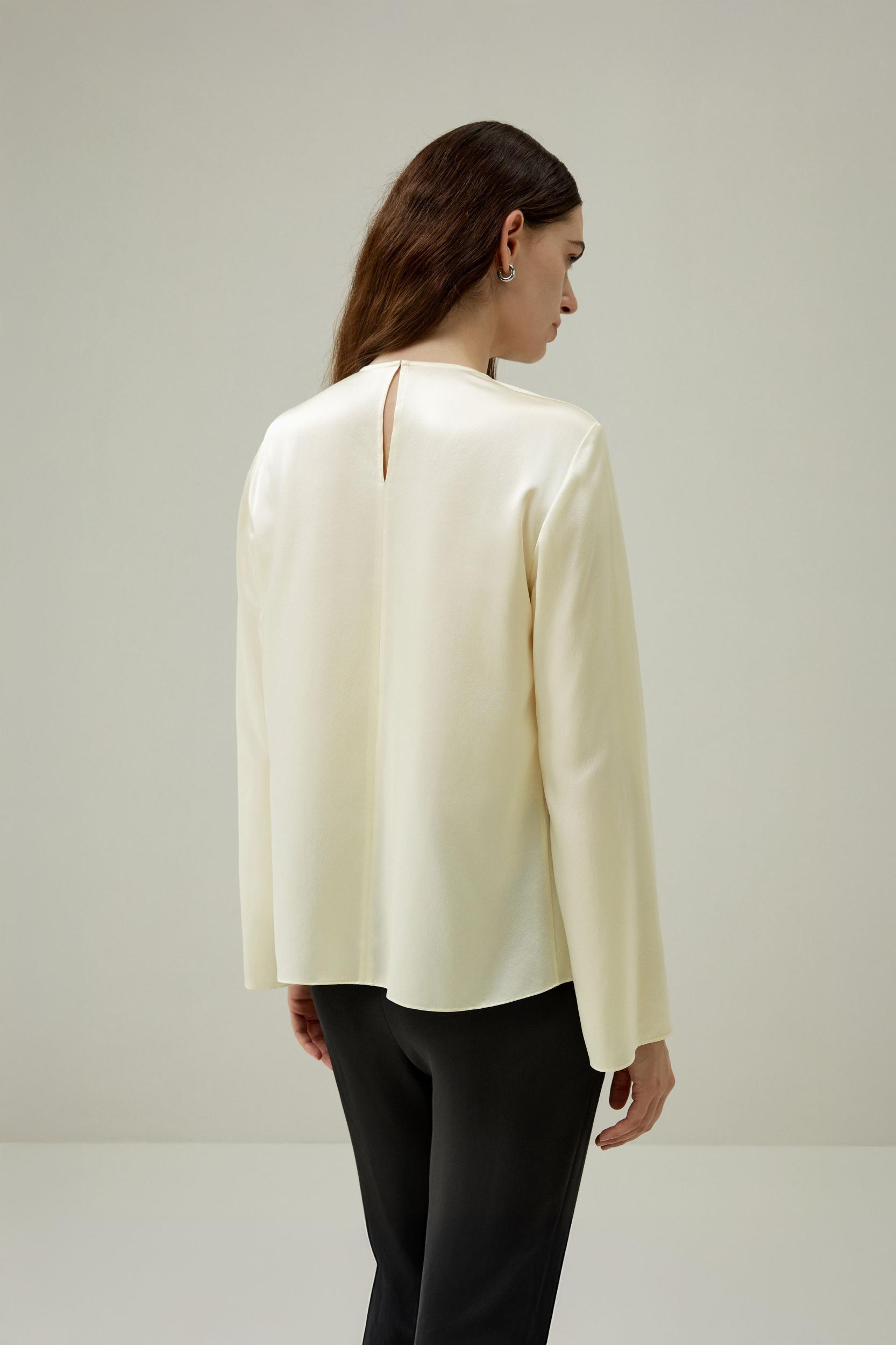 Silk Ruched-Neck Top Product Image