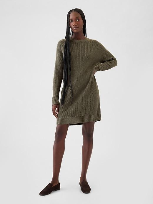 CashSoft Shaker-Stitch Mini Sweater Dress Product Image