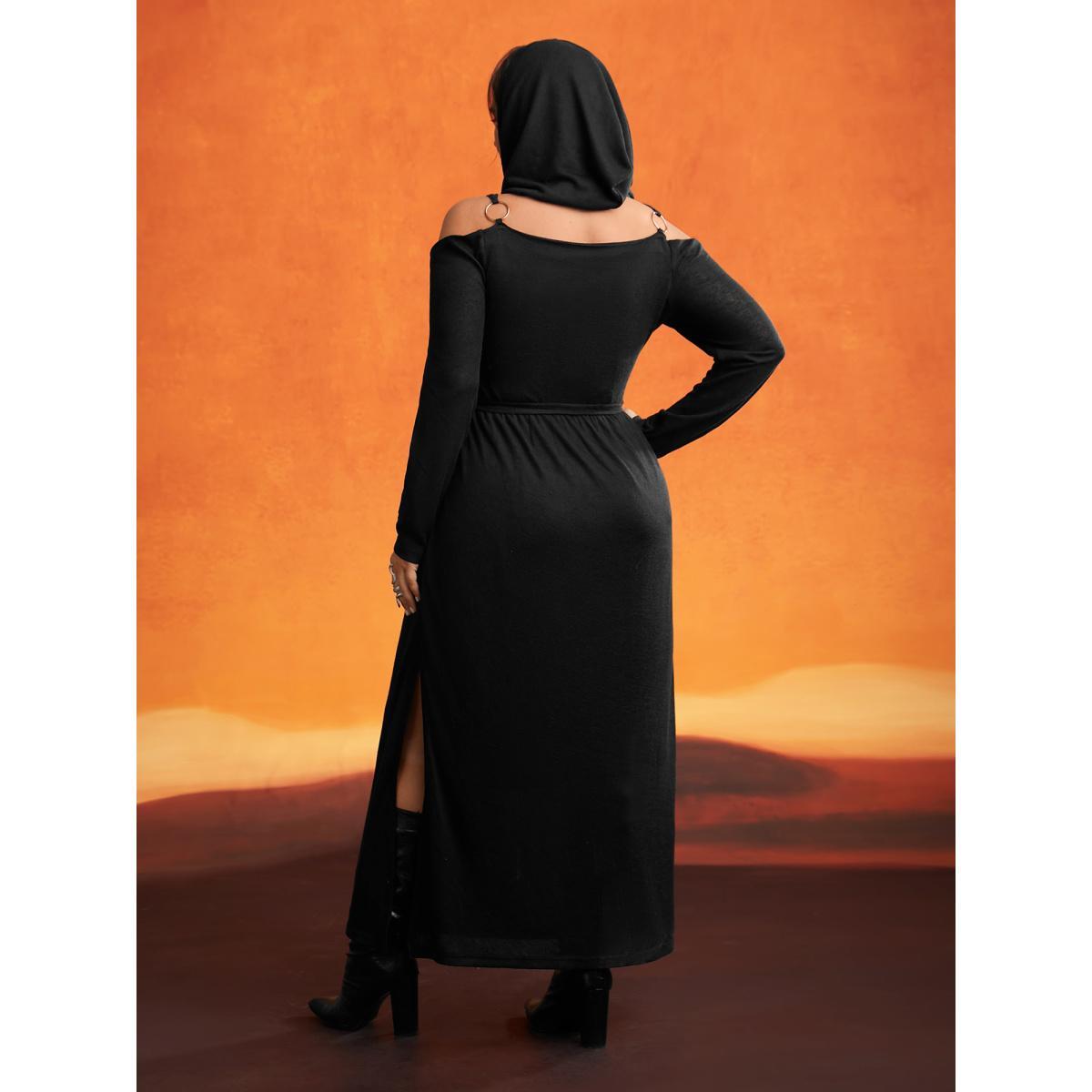 Plus Size Obsidian Side Slit Accents Maxi Dress Black Women Cocktail Belted Party Curvy Bloomchic 10/M Product Image