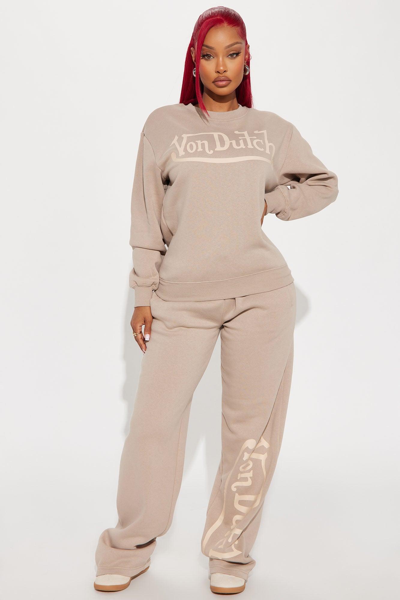 Von Dutch Distressed Crewneck Sweatshirt - Taupe Product Image