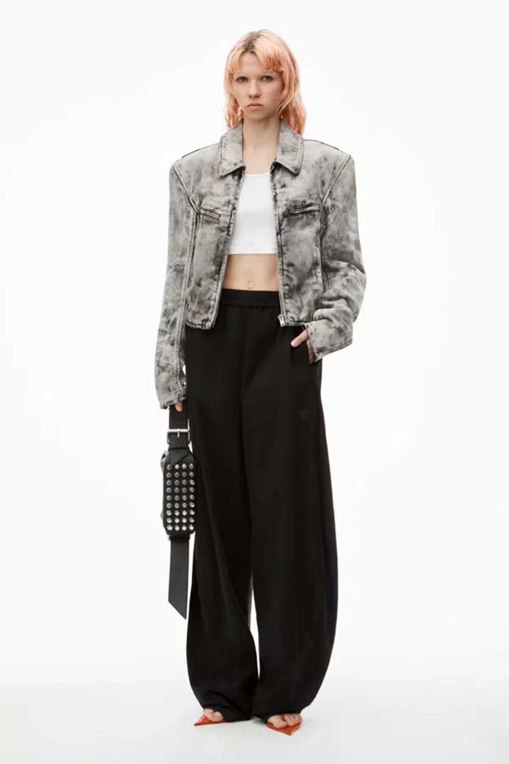 ALEXANDER WANG T Jogging Cotton Trouser With Logo In 001 Black Product Image