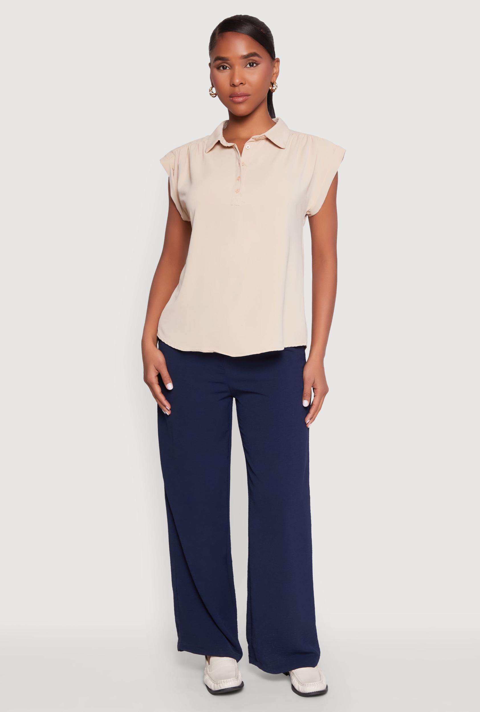 Womens Ruched Cap Sleeve Blouse Product Image