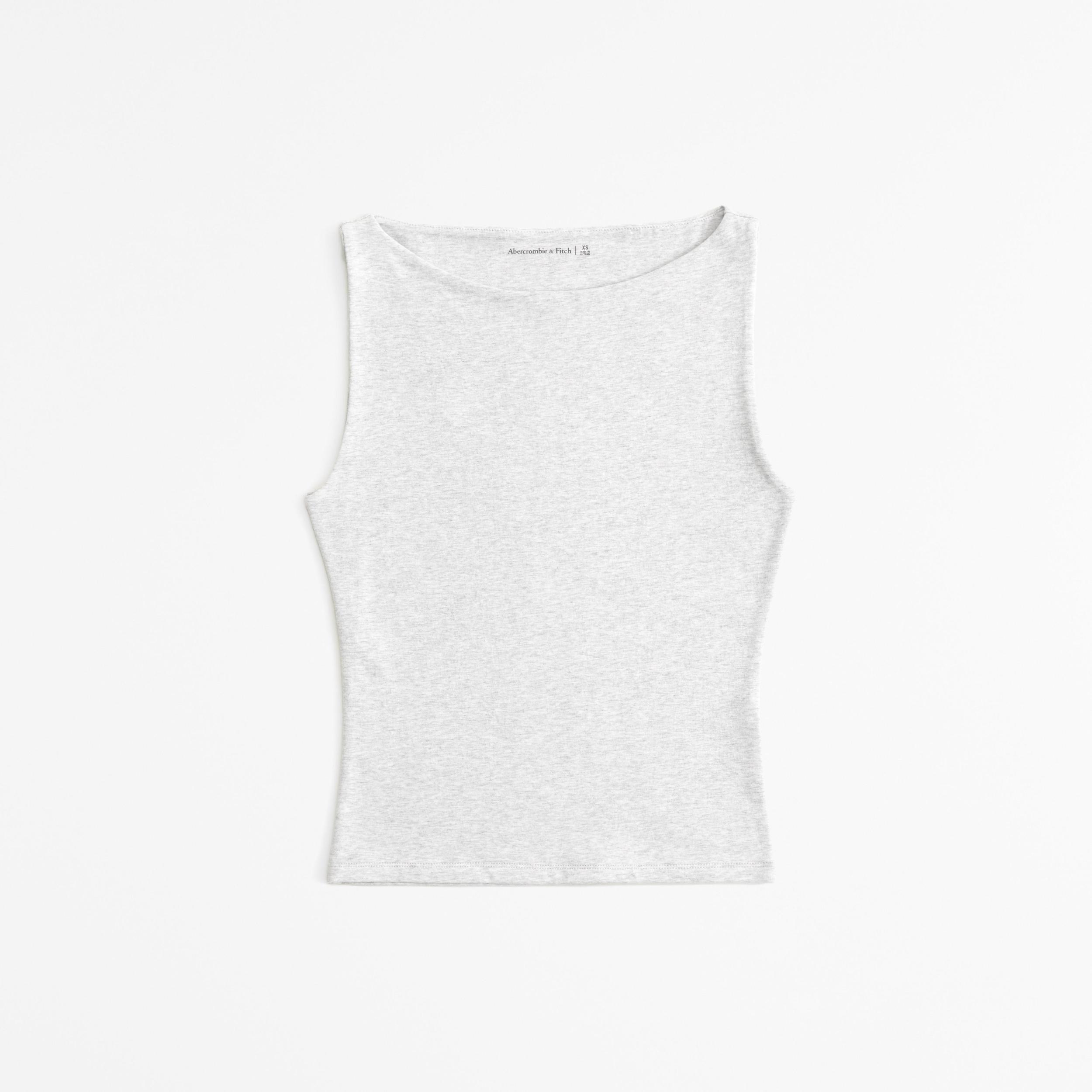Cotton-Blend Seamless Fabric Boatneck Top Product Image