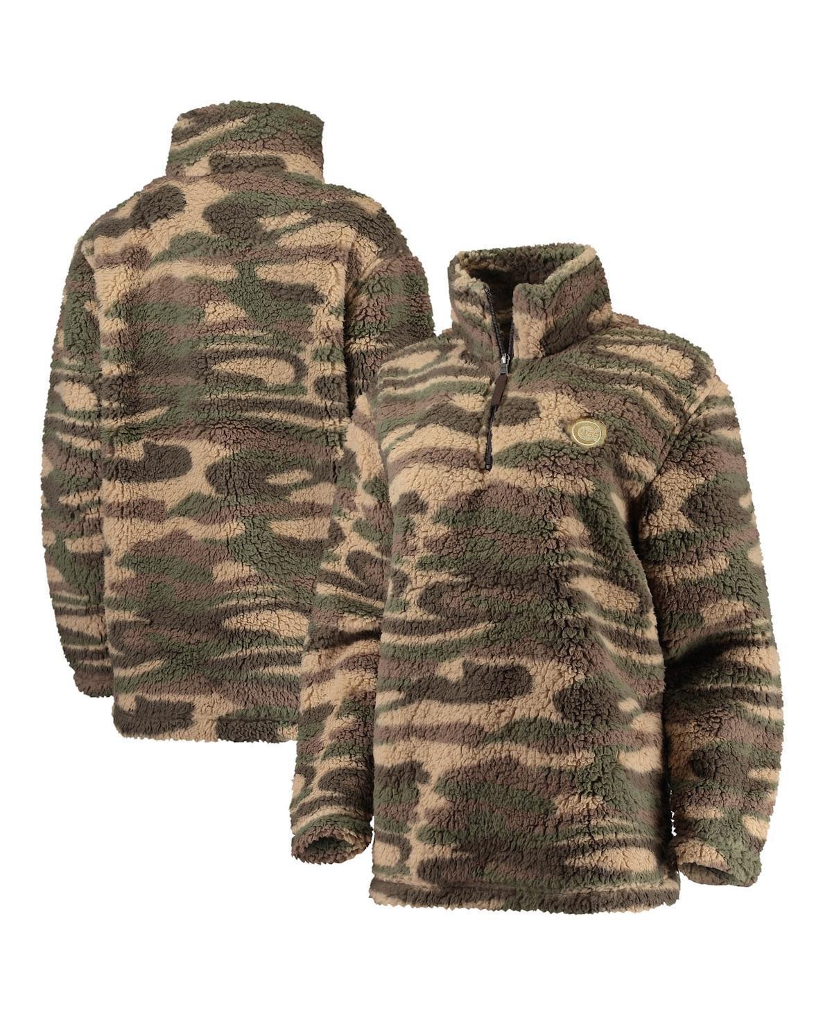 Women's G-III 4Her by Carl Banks Camo Chicago Cubs Sherpa Quarter-Zip Jacket, Size: Medium, Green Product Image