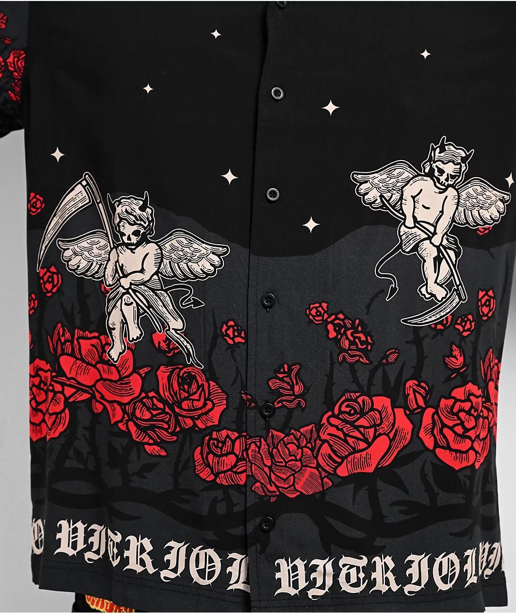 Vitriol Eternal Black Woven Short Sleeve Button Up Shirt Product Image
