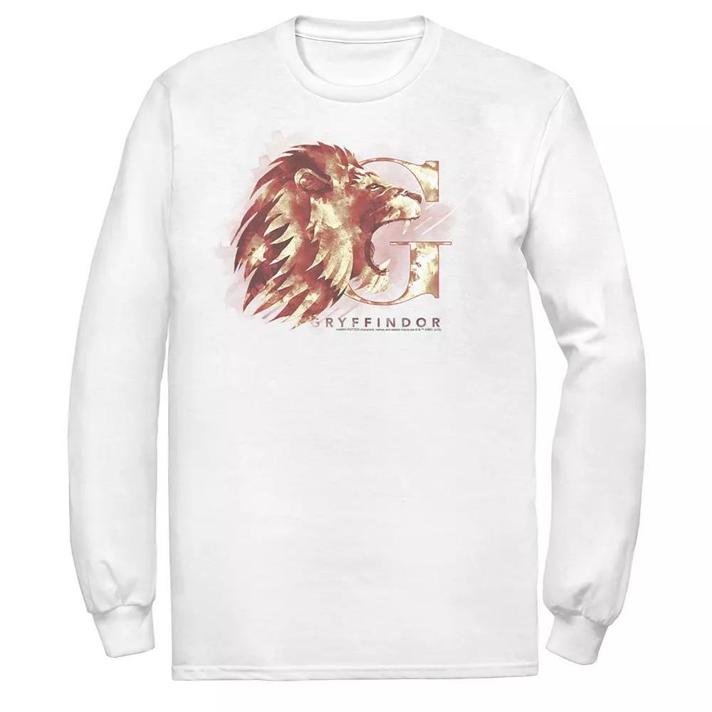 Men's Harry Potter Gryffindor House Watercolor Long Sleeve Tee, Size: XL, White Product Image