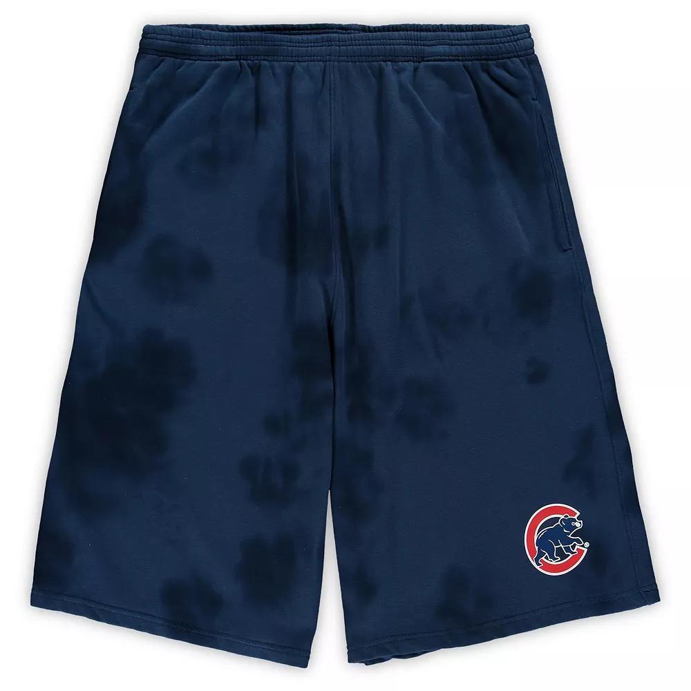 Men's Navy Chicago Cubs Big & Tall Tye Dye Fleece Shorts, Size: 3XB, Blue Product Image
