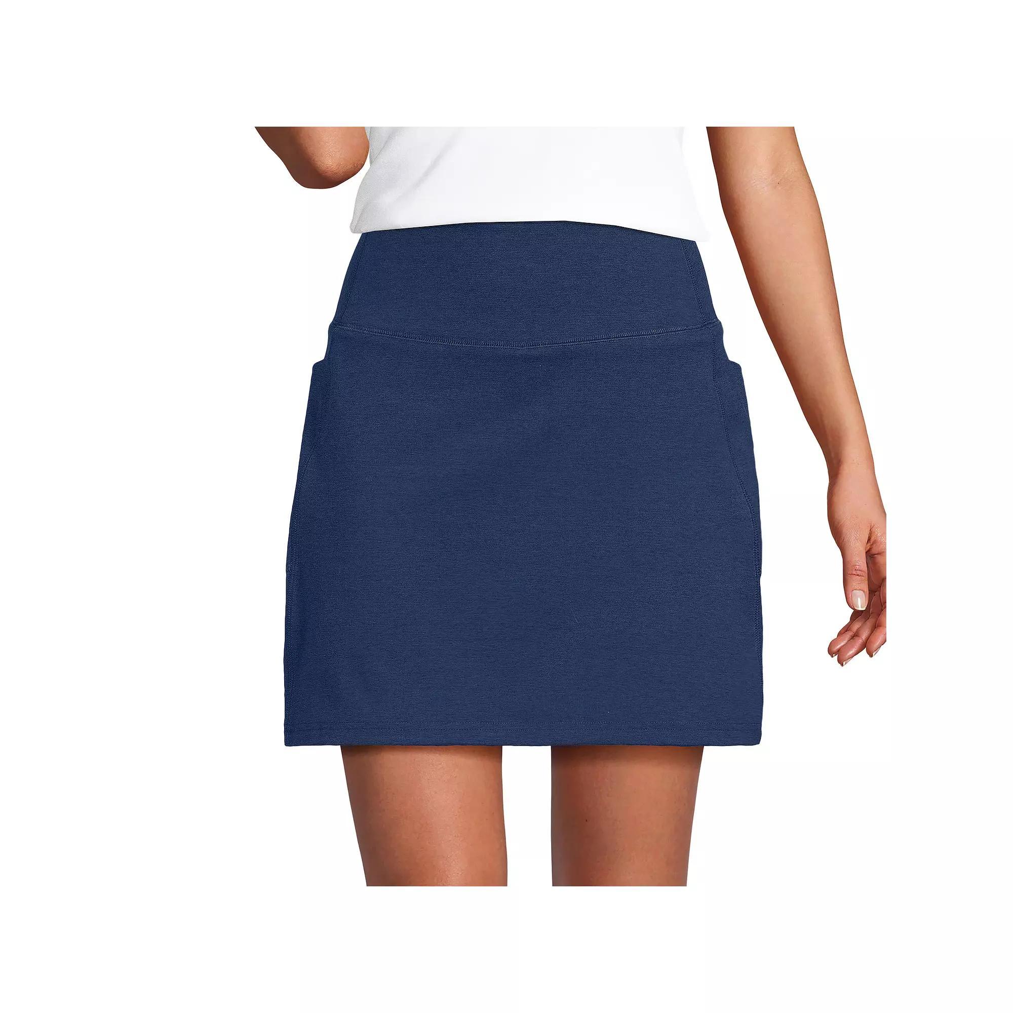 Women's Lands' End Active High-Impact High-Rise Flat Front Skort, Size: Medium, Black Product Image