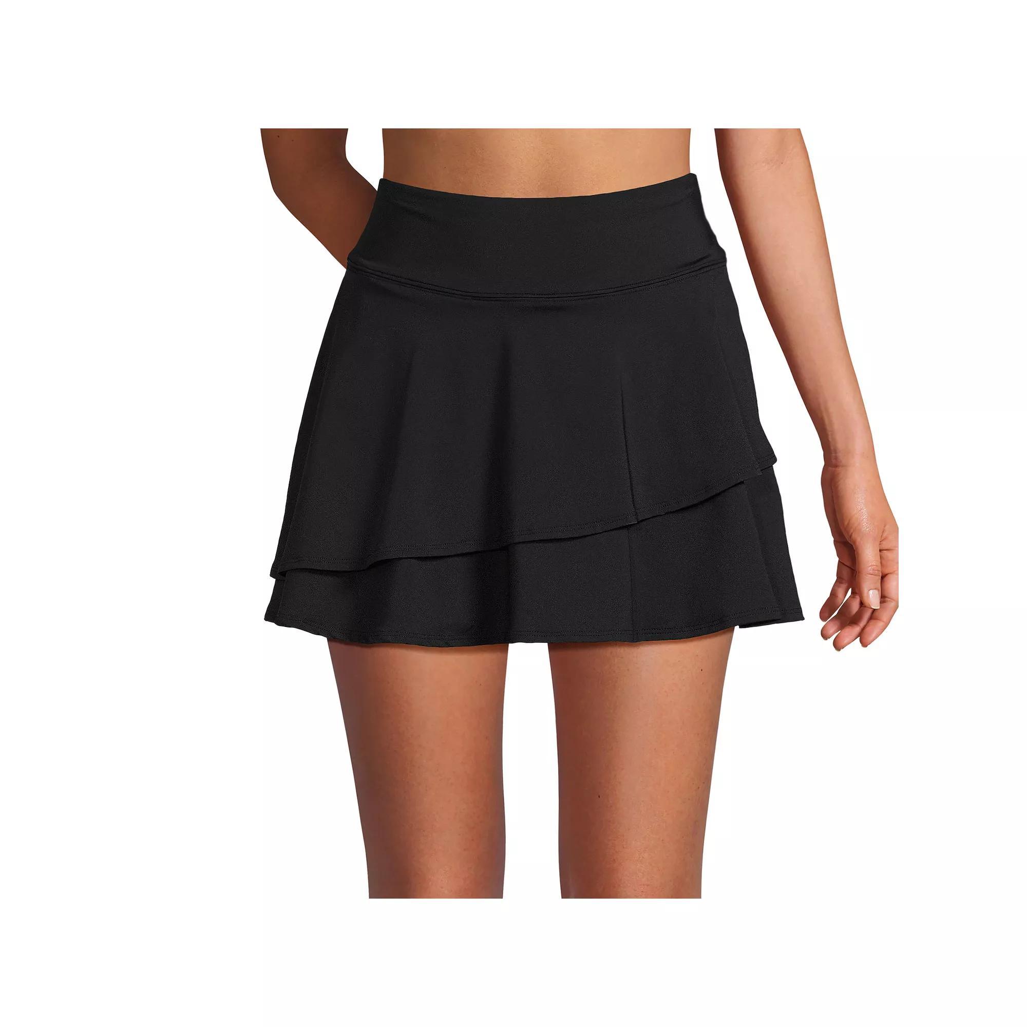 Women's Lands' End High-Waisted Tulip Hem Swim Skort, Size: Medium, Deep  Blue Product Image