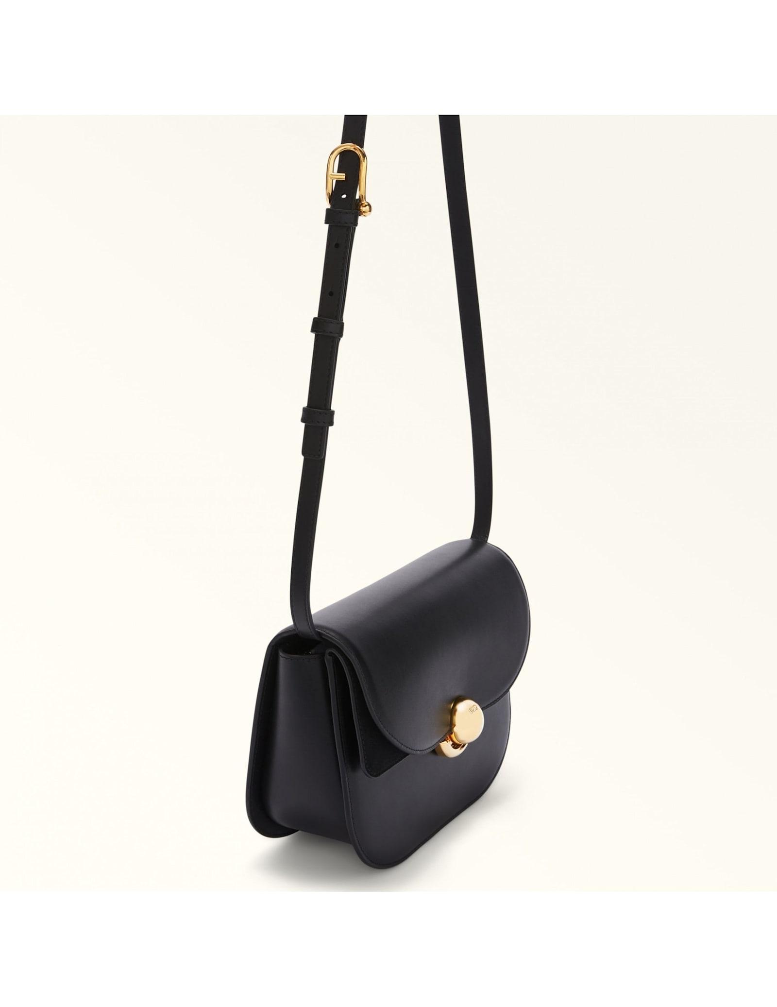 FURLA Sfera Black Smooth Leather Shoulder Bag Product Image