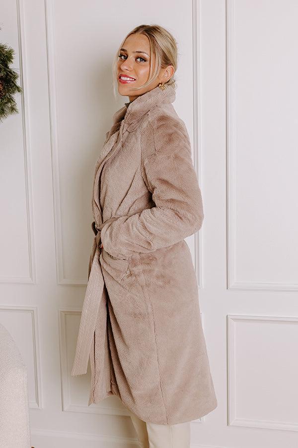 Warm Embrace Plush Coat In Taupe Product Image