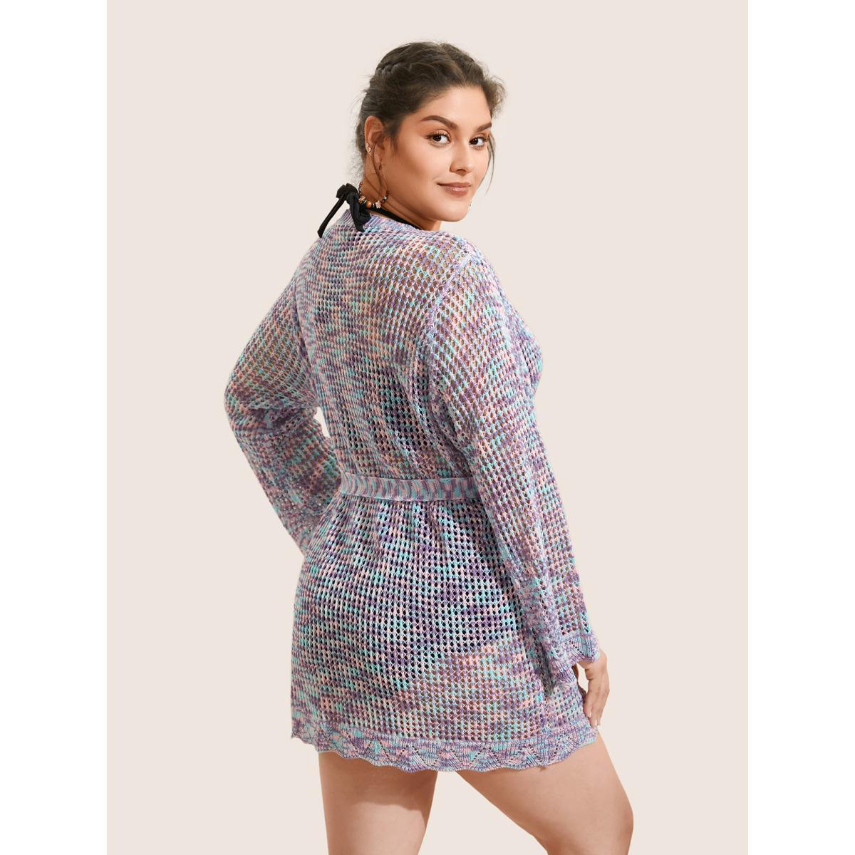 Plus Size Heather Cut Out See Through Ties Swim Cover Up Women's Swimwear Multicolor Beach See through Curve Swim Cover Ups BloomChic 14-16/1X Product Image