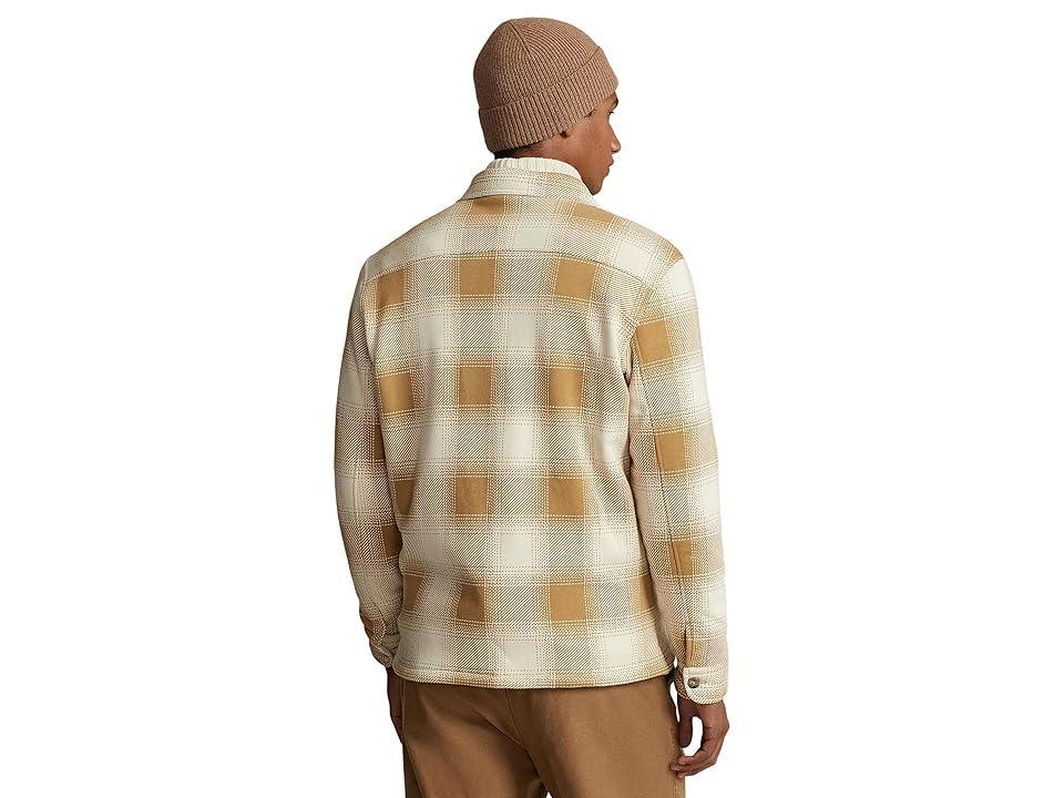 Polo Ralph Lauren Plaid Fleece Shirt Jacket (Winter Cream/Cafe Tan) Men's Clothing Product Image
